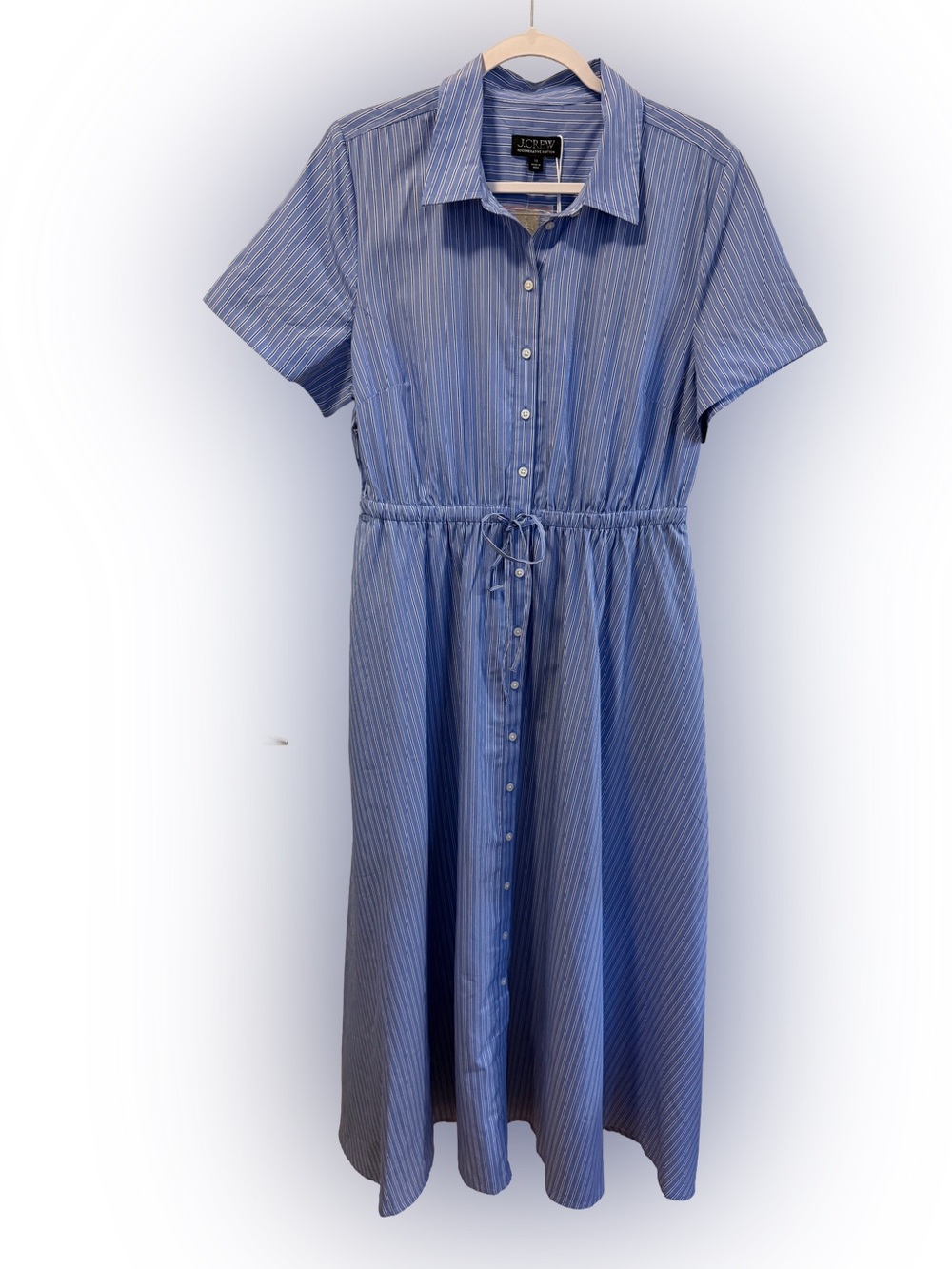 NWT J.Crew Cerise Shirt Dress in Blue and White Stripe, Size 10 - Picture 4 of 9